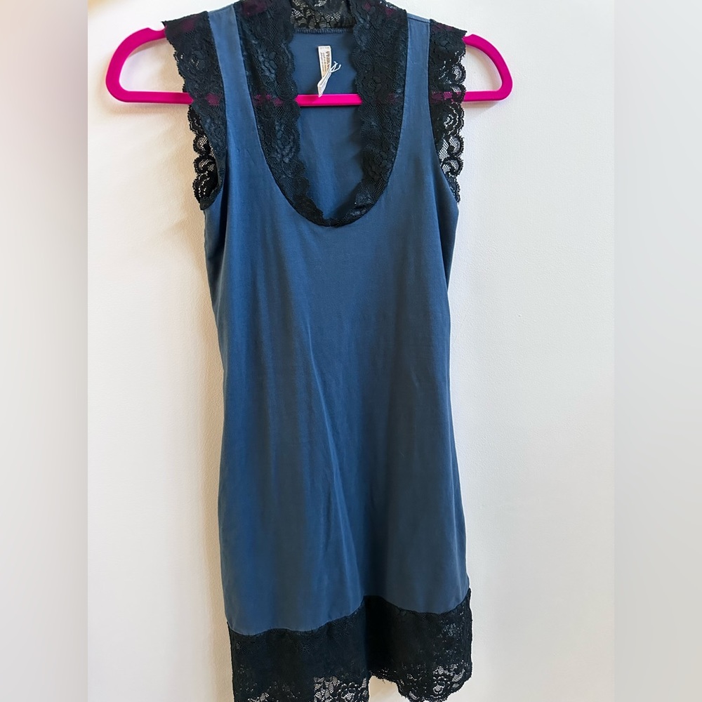 Free People Mini Lace Trim Stretchy Knit Body-con Dress